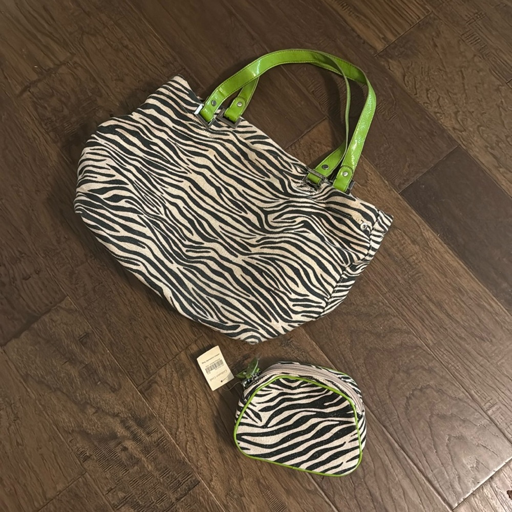 Zebra tote bag w/ mini bag